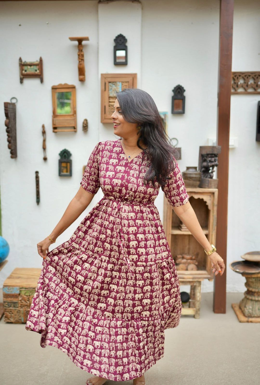 Elephant Casual Dress With Lining