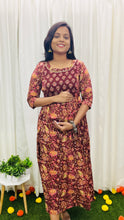 Load image into Gallery viewer, Maroon Maternity Feeding Dress
