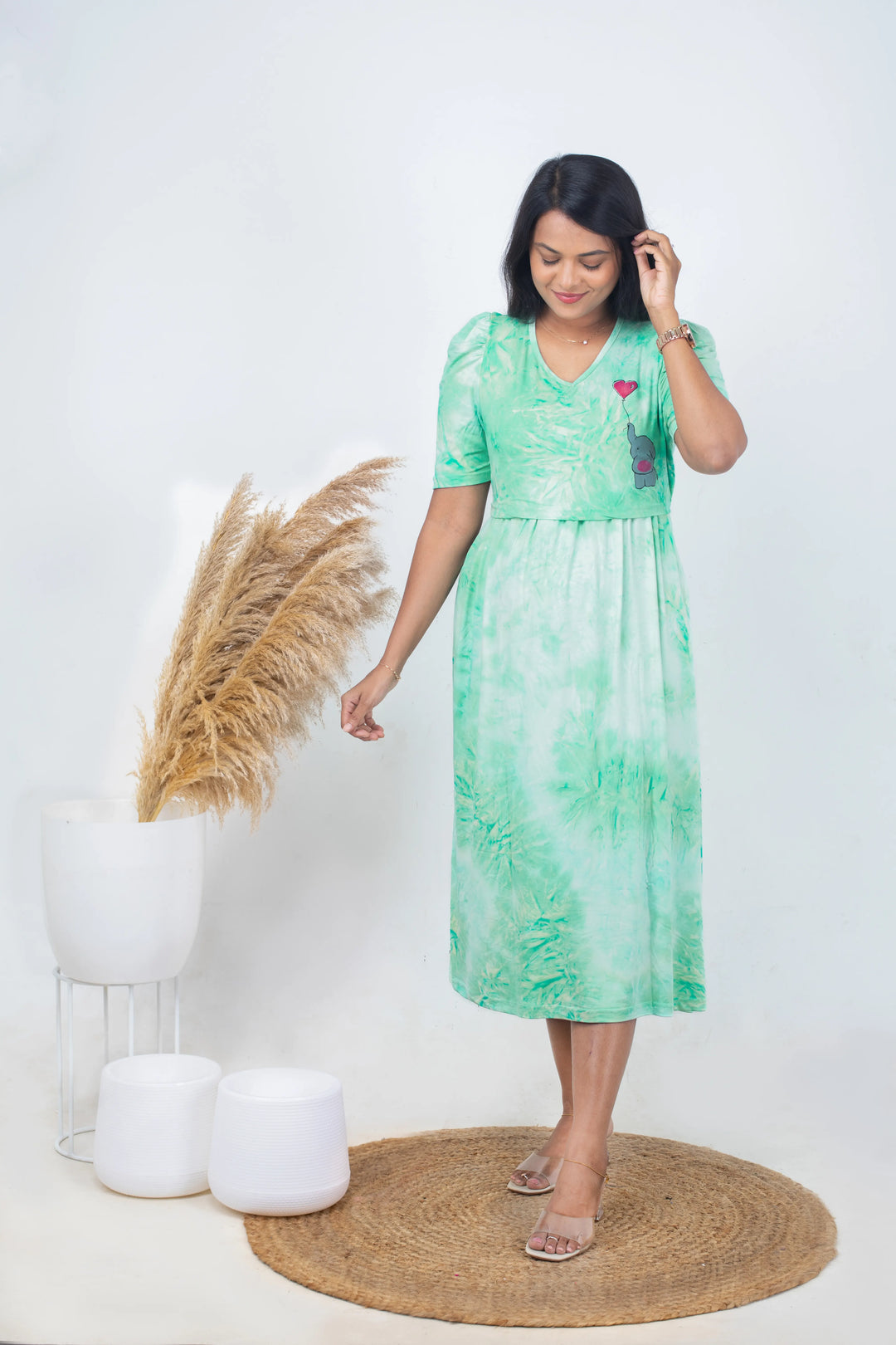 Luxury Midi crystal  Light Weight Dress ( samaya exclusive premium fabric )