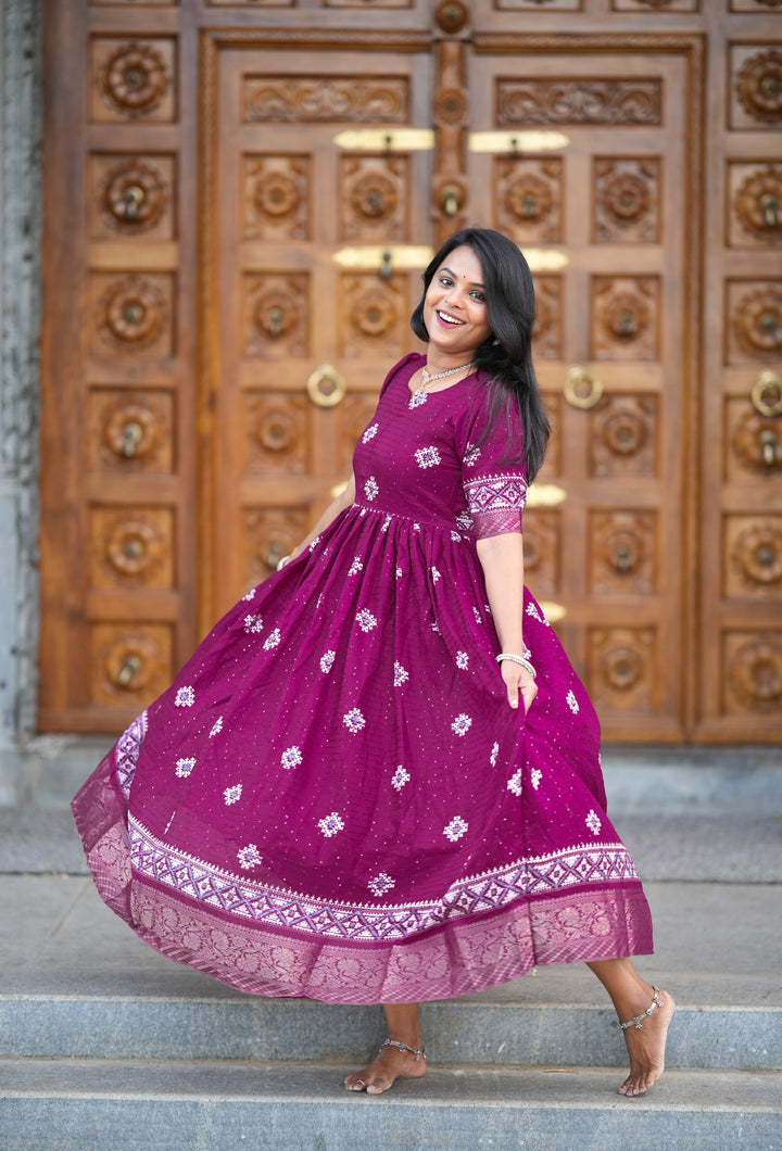 Venba festive  maxi Dress with Lining