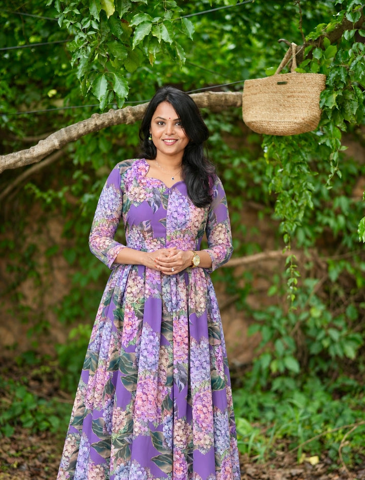 Aruvi georgette casual  Dress With Lining ( No-Iron Everyday Dress)