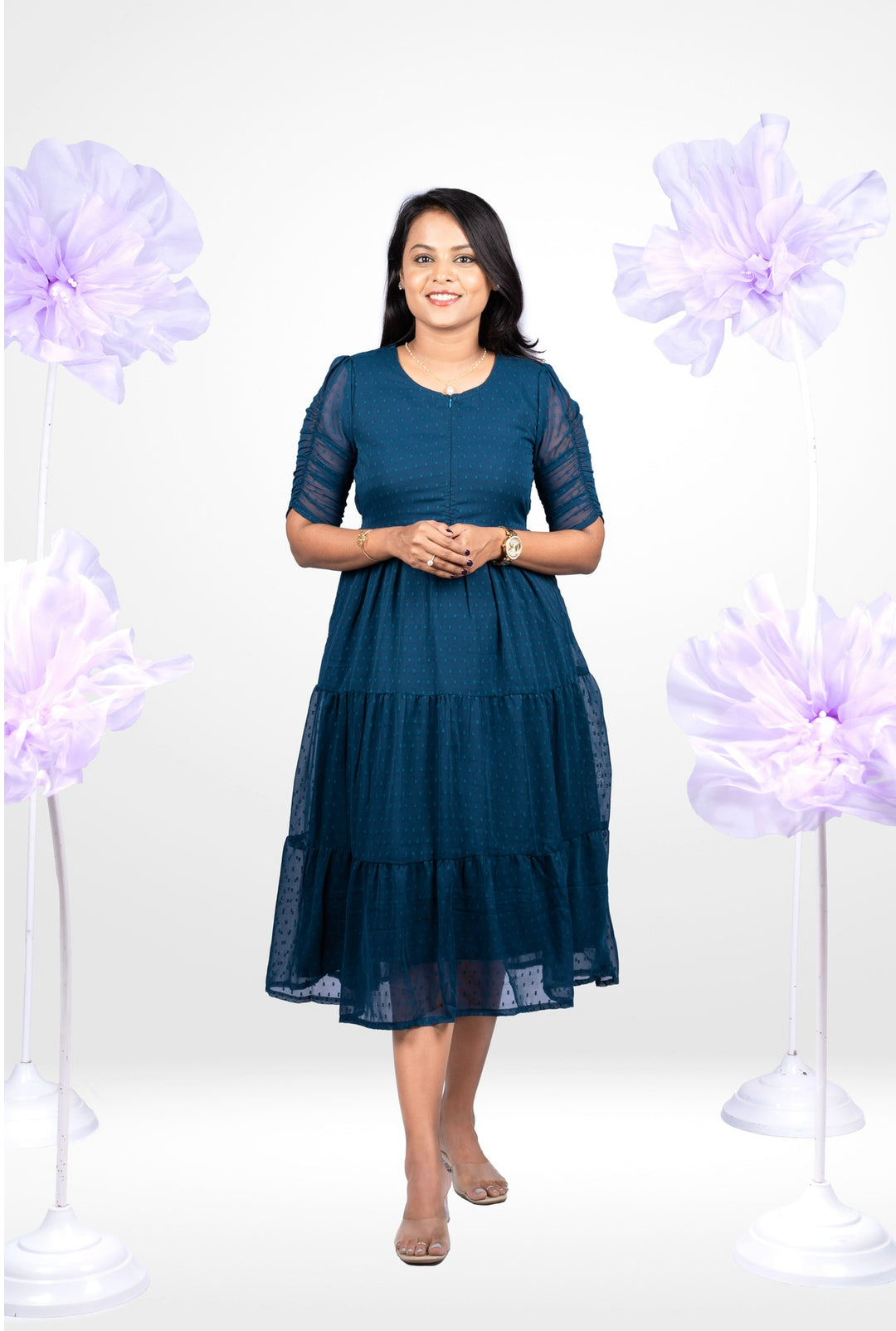 Diamond georgette casual  Dress With Lining