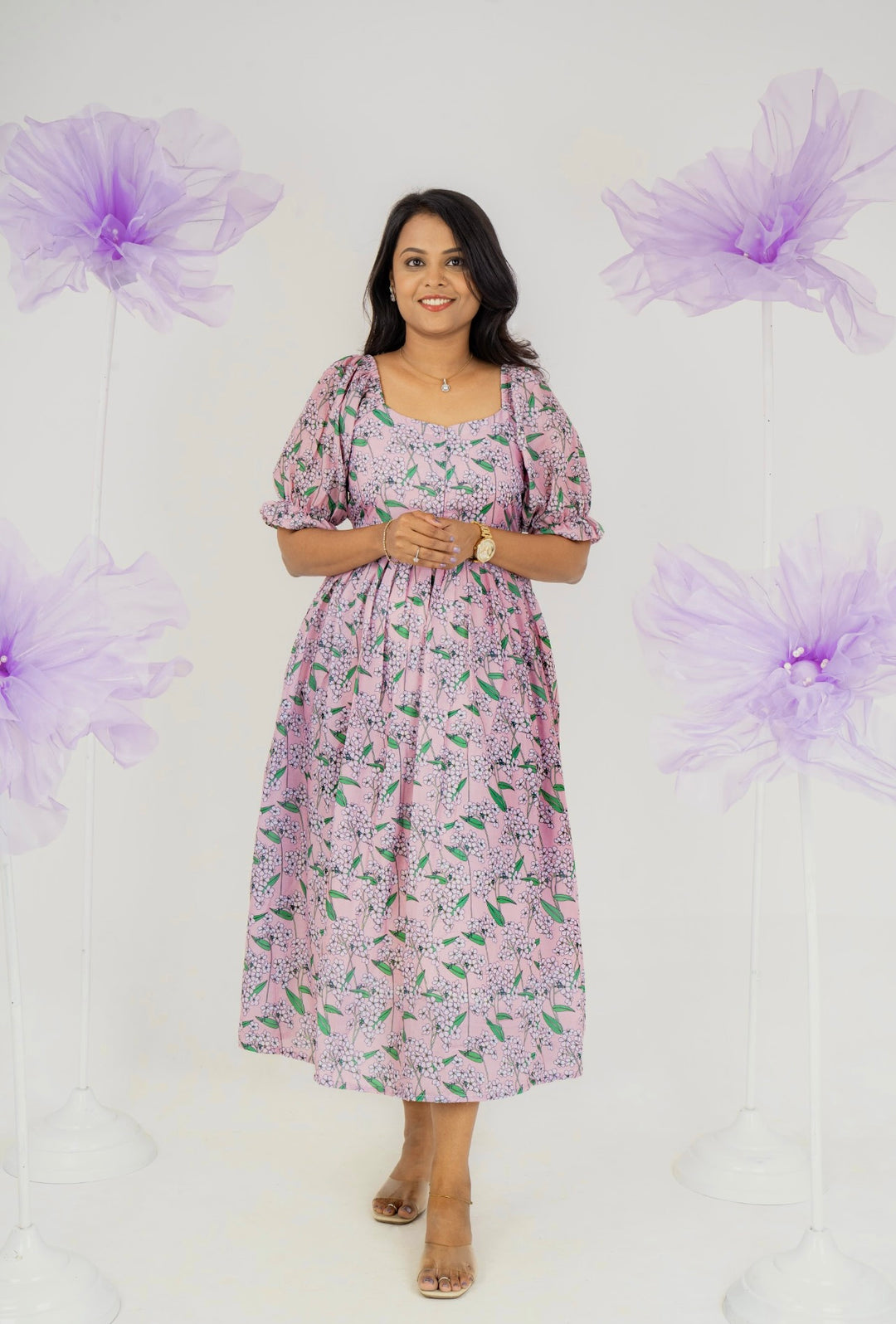 Emma  casual  Dress With Lining "Non-Maternity &  maternity Feeding-Friendly Dress"