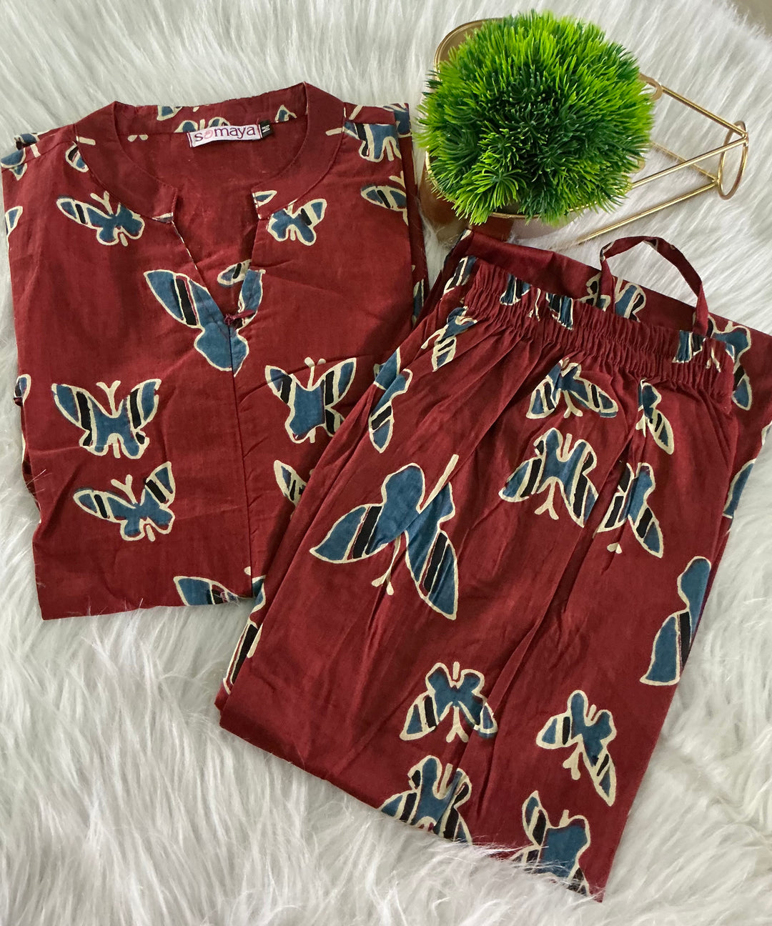 Theera-maroon butterfly day to night  Co-ord Set