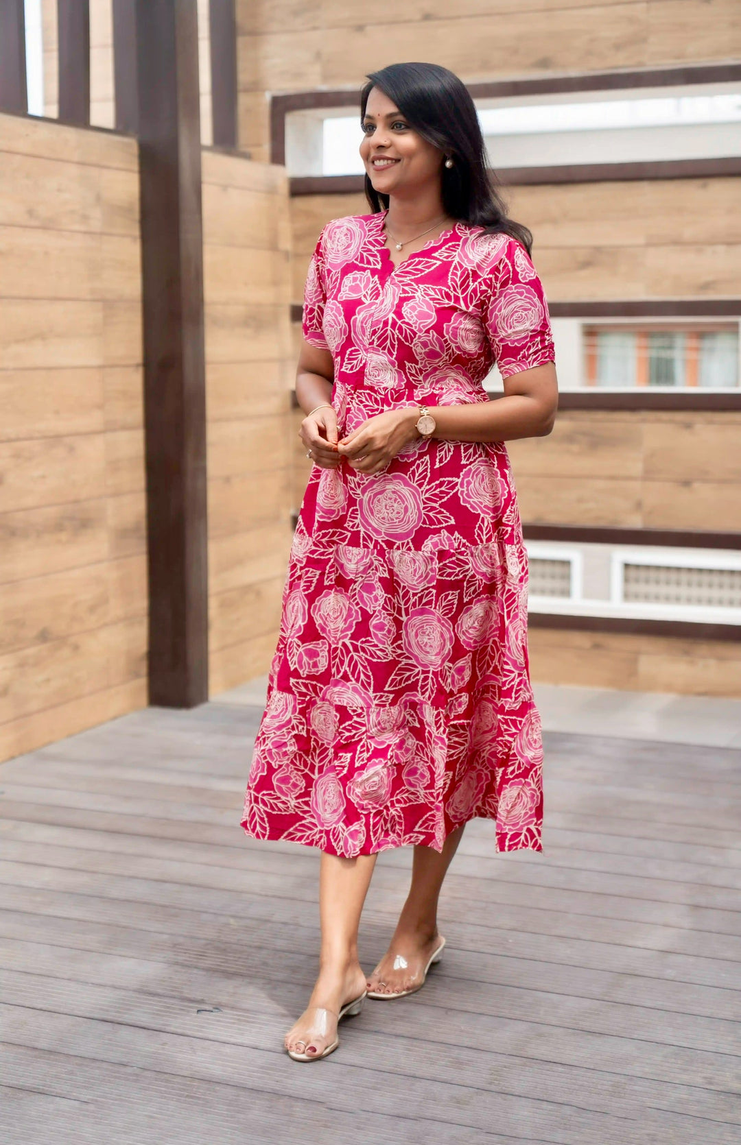 Pink day to night dress without lining
