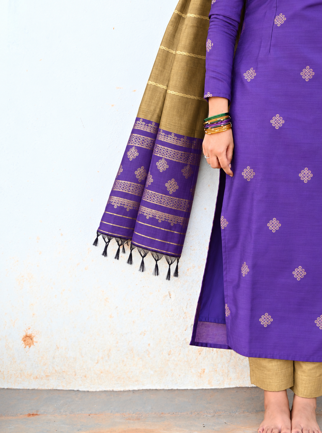Kolam -purple and gold 3 piece salwar suit set with dupptta ( pre order )