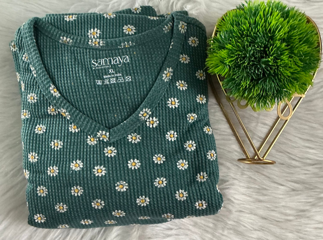 Calf Length Daisy Waffle Light Weight Dress