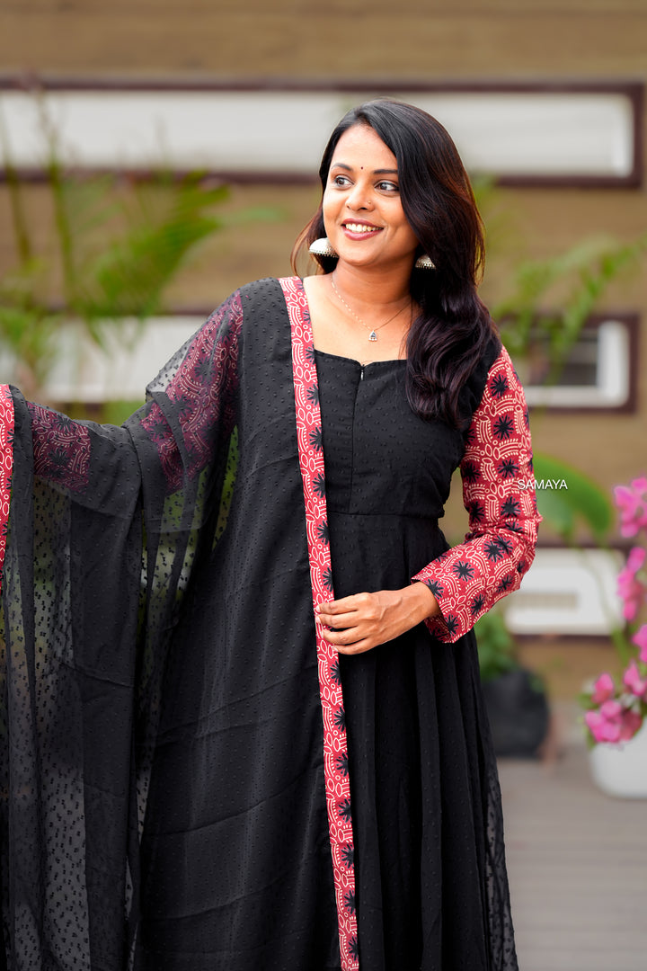 Keerthi Suresh -Black Anarkali with Dupatta With Lining