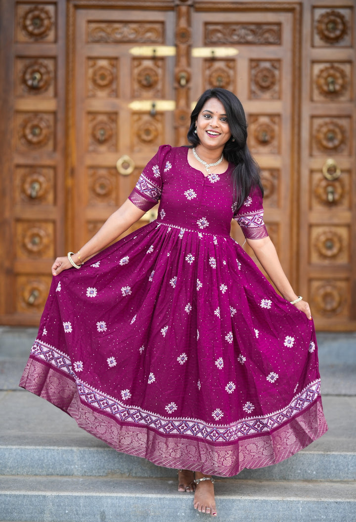 Venba festive  maxi Dress with Lining