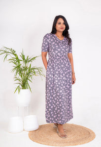 Maxi Grey Flower Light Weight Dress