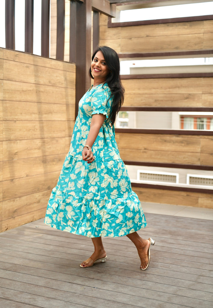 Skyblue day to night dress without lining