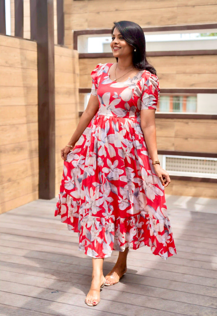 Pink Delta crepe Casual Dress With Lining
