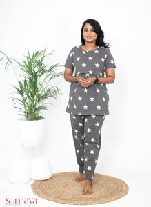 Grey Star Feeding Pant Set( PREMIUM EXCLUSIVE SAMAYA FABRIC )