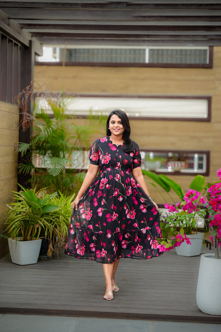 Sayara georgette casual  Dress With Lining ( No-Iron Everyday Dress)