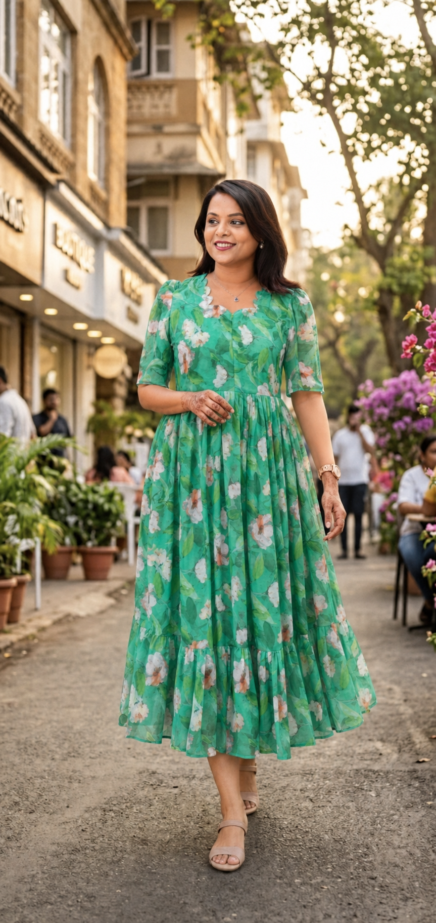 Pavai georgette casual  Dress With Lining ( No-Iron Everyday Dress)