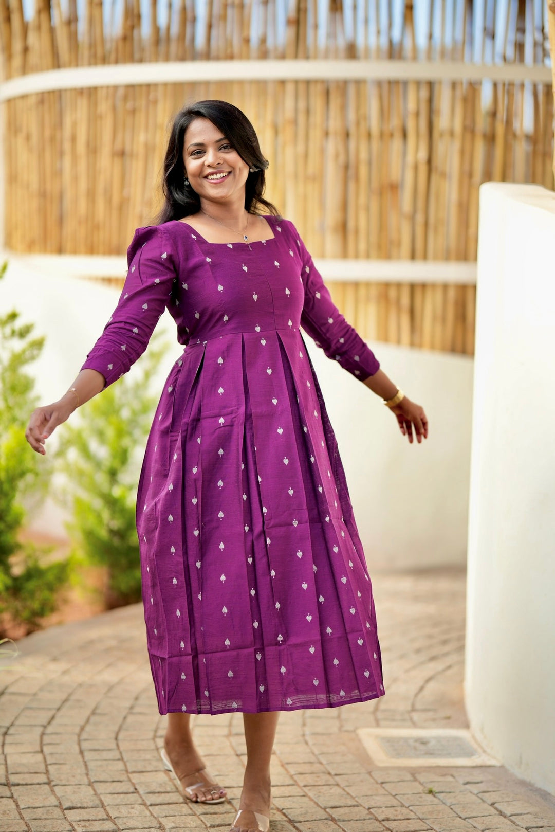 Heartly Raw silk  Dress With Lining