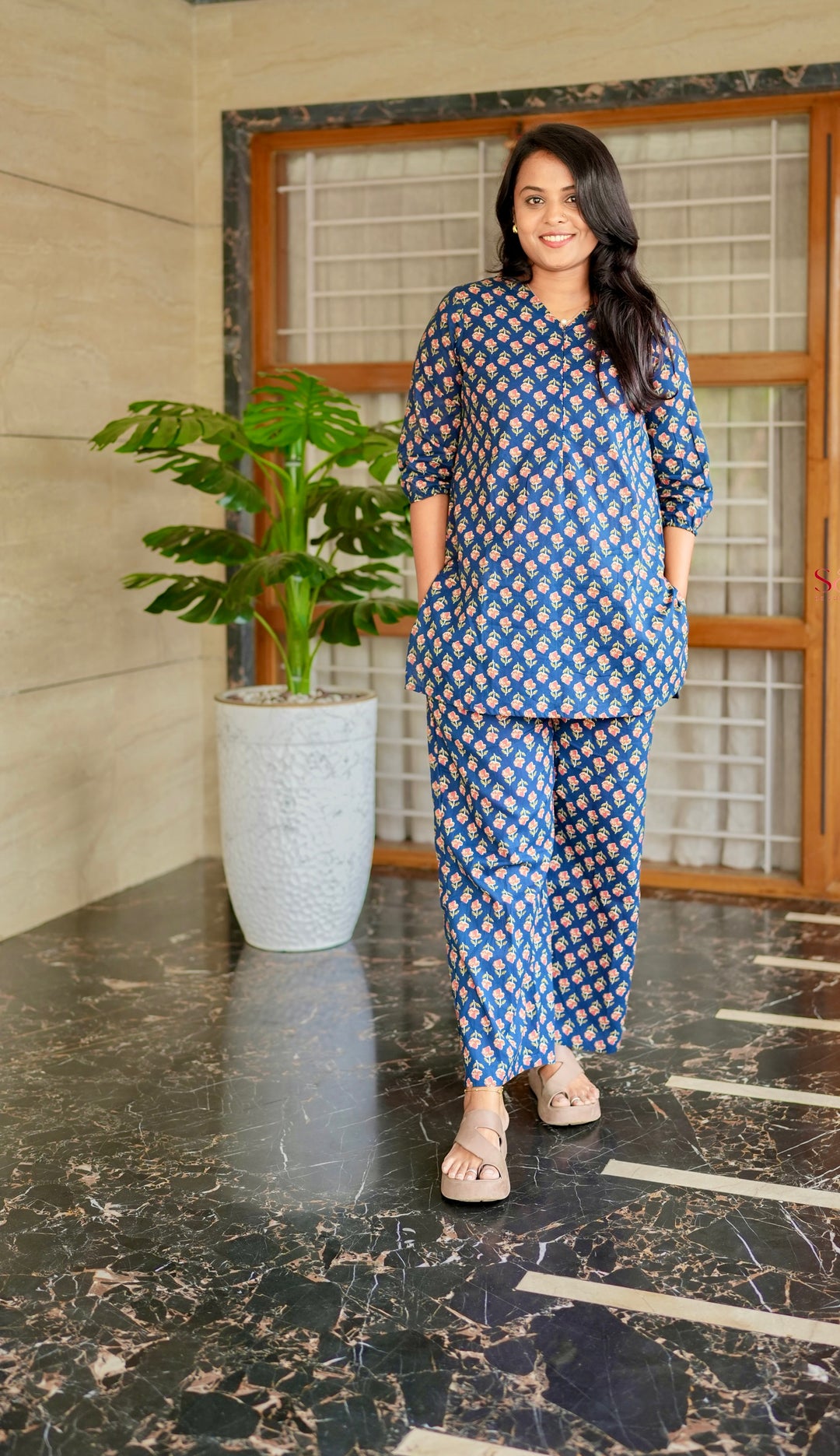 HAASYA- navy  Night Co-ord Set