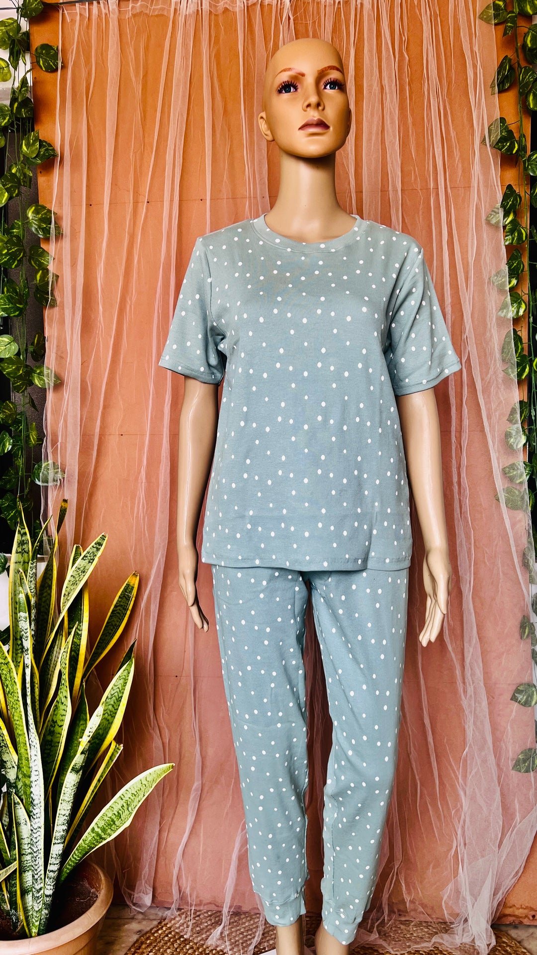 Ribbed Sage Pant Set Relaxed Fit