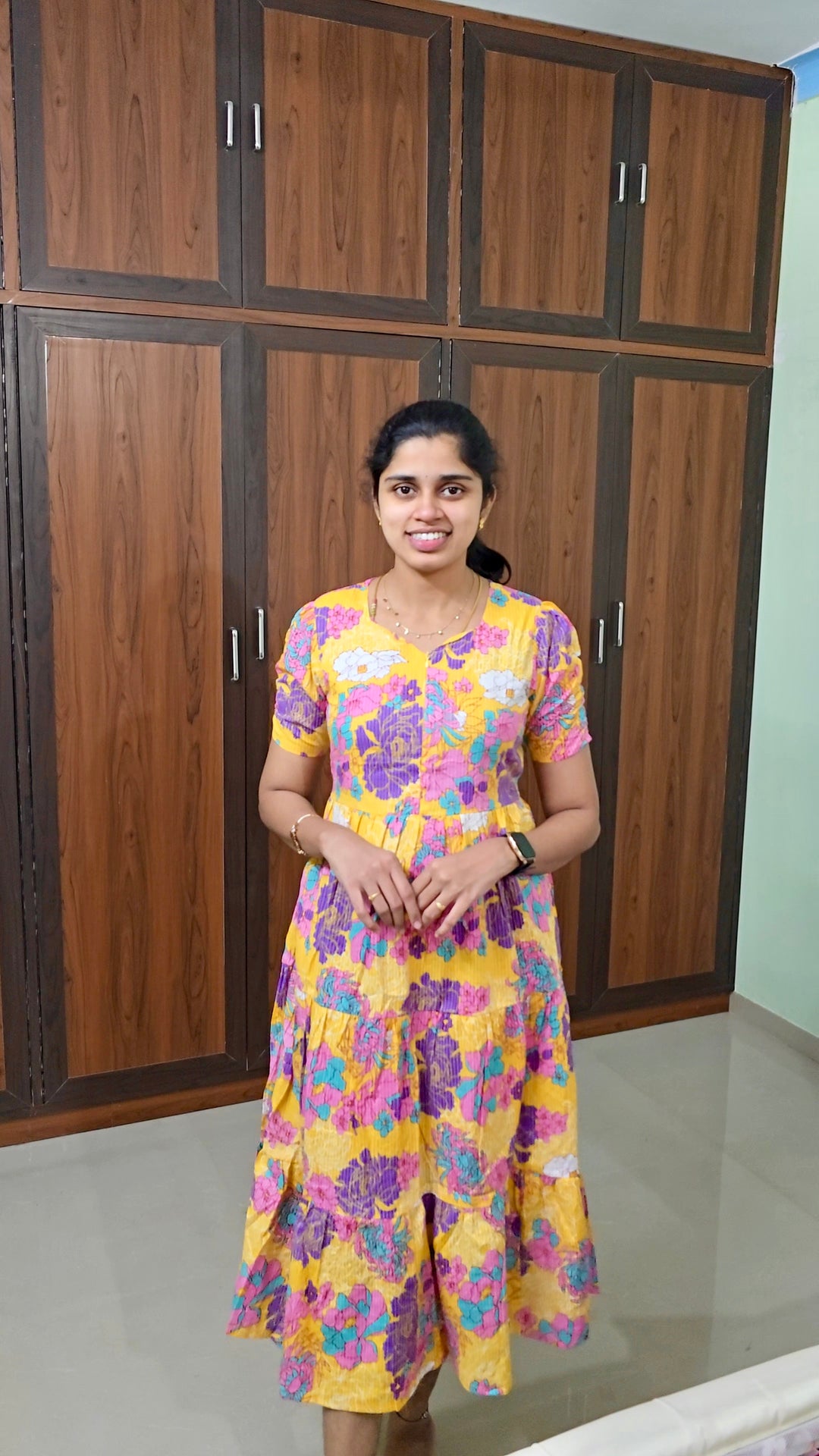 Yellow day to night dress without lining