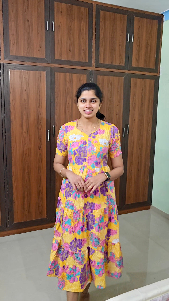 Yellow day to night dress without lining