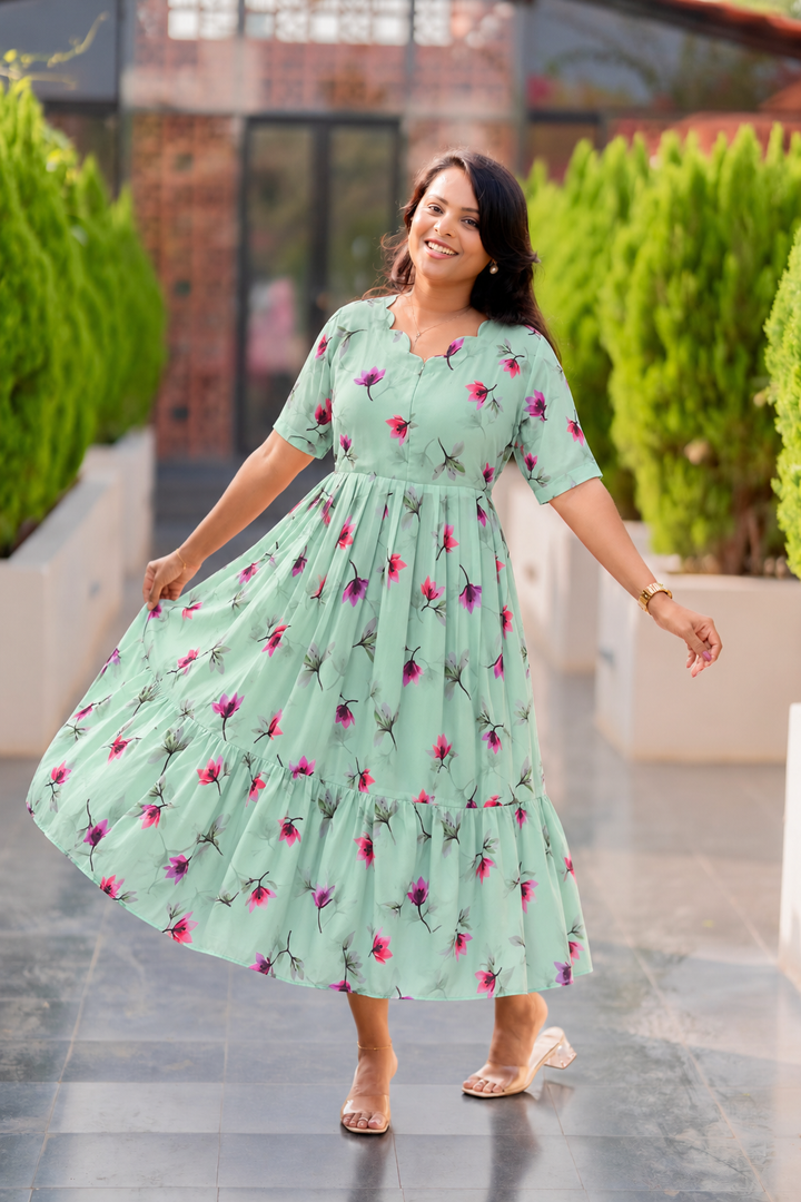 Ria  georgette casual  Dress With Lining ( No-Iron Everyday Dress)