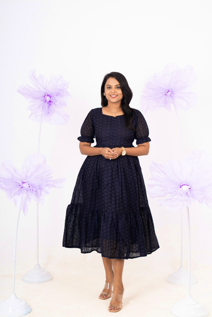 Black hakoba Dress With Lining