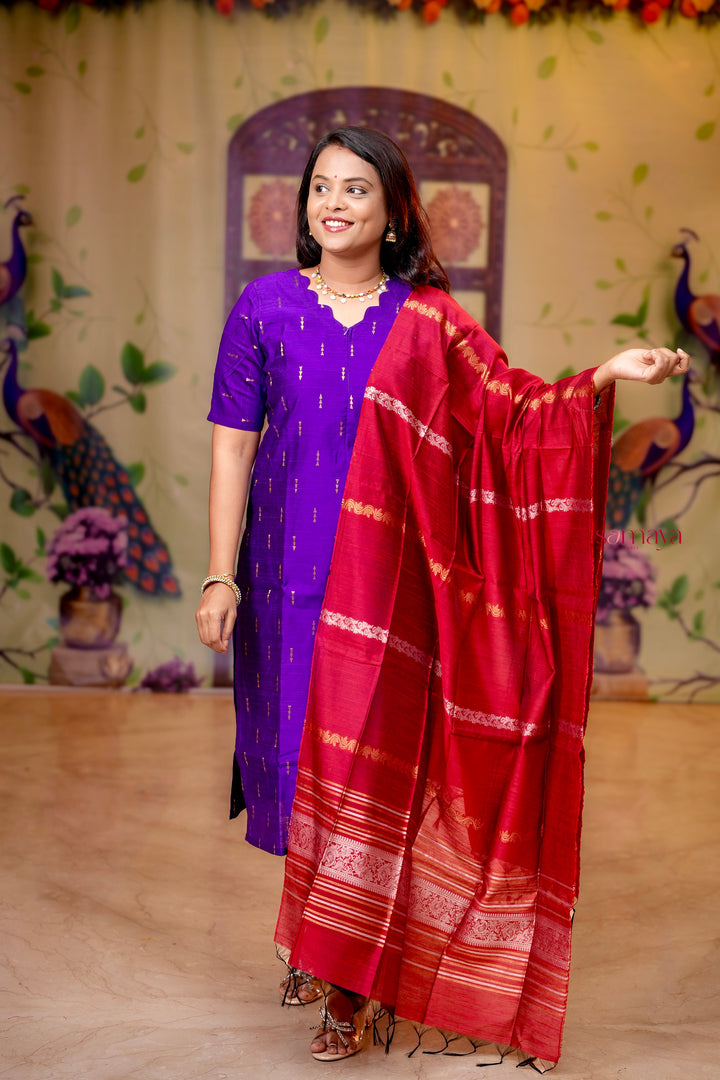 Back to roots  raw silk Kurta 3 piece set