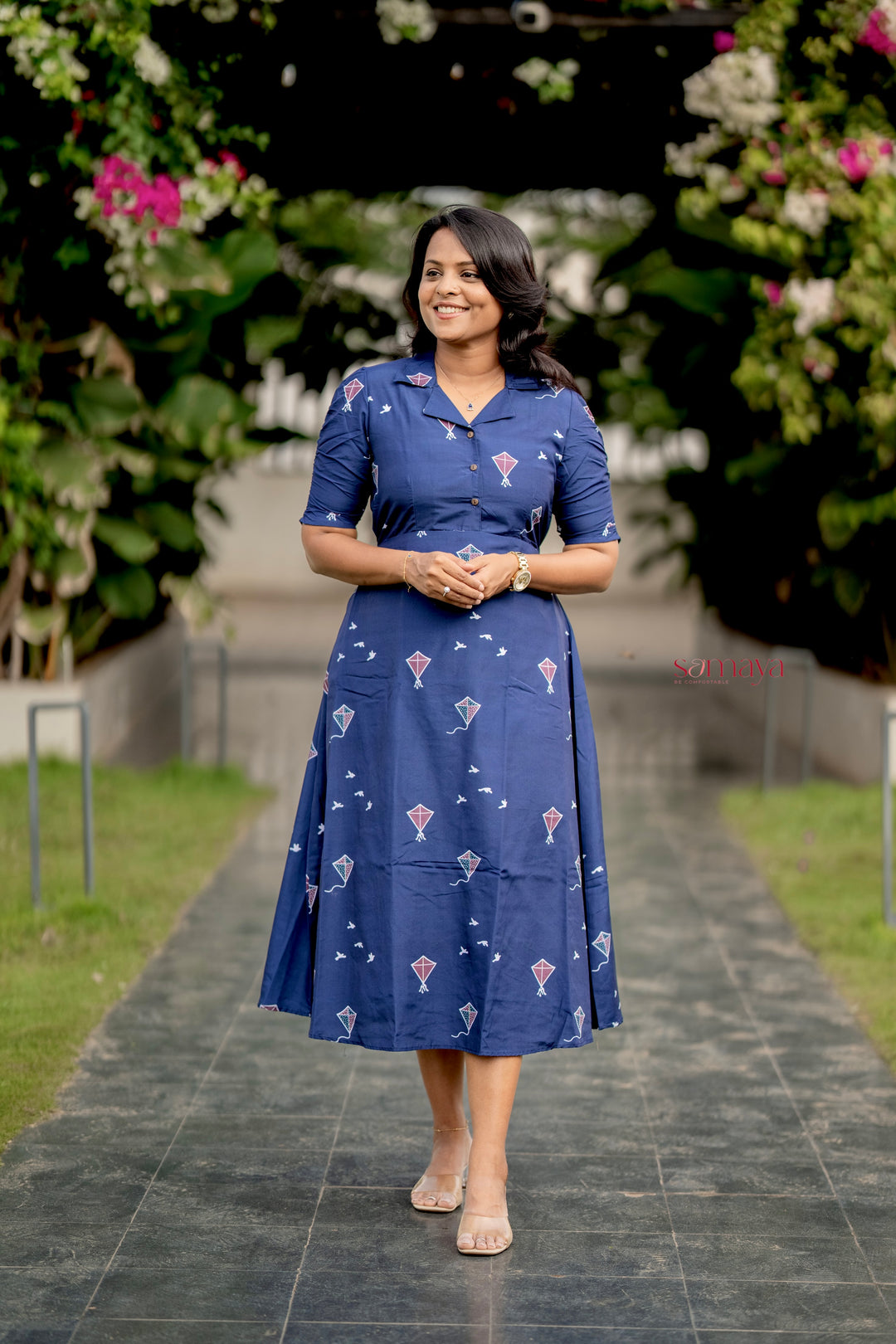 Kite Casual Dress With Lining( Wrinkle-Free Cotton Blend Dress)