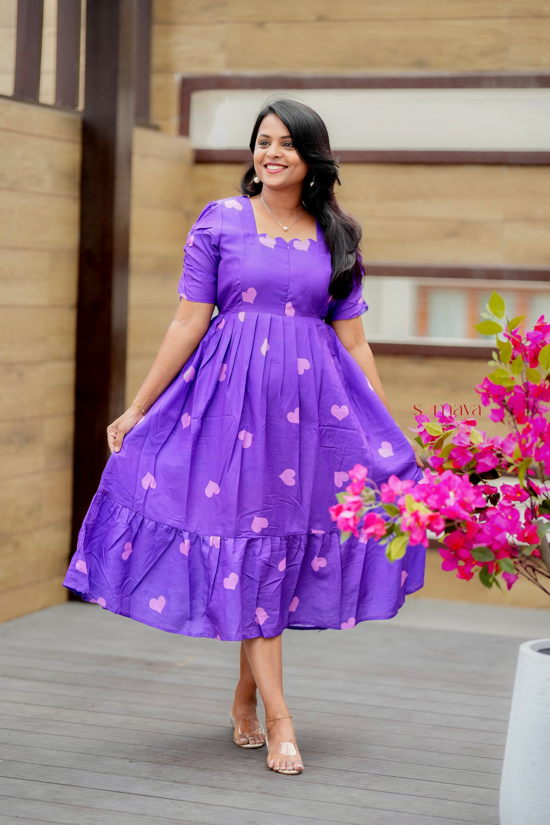 Purple Heart Dress With Lining