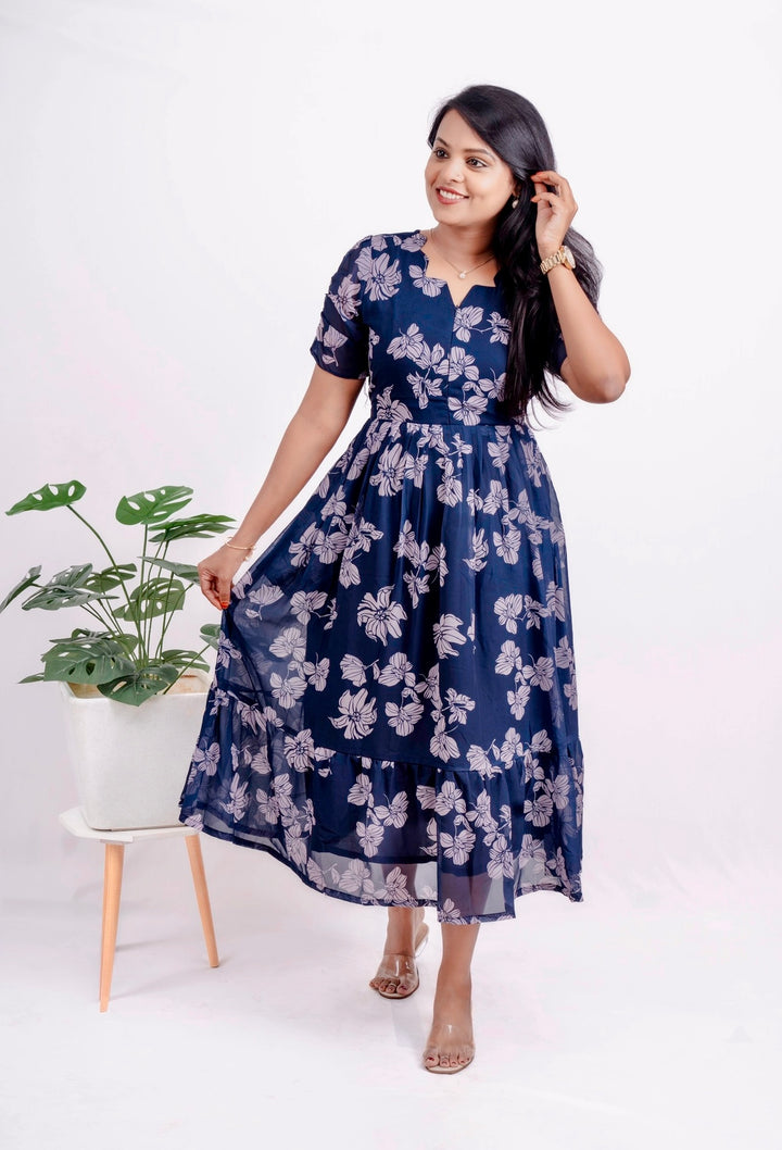 Lilly Georgette Casual  Dress With Lining