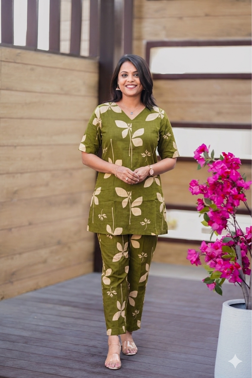 Boomi- green  Night Co-ord Set