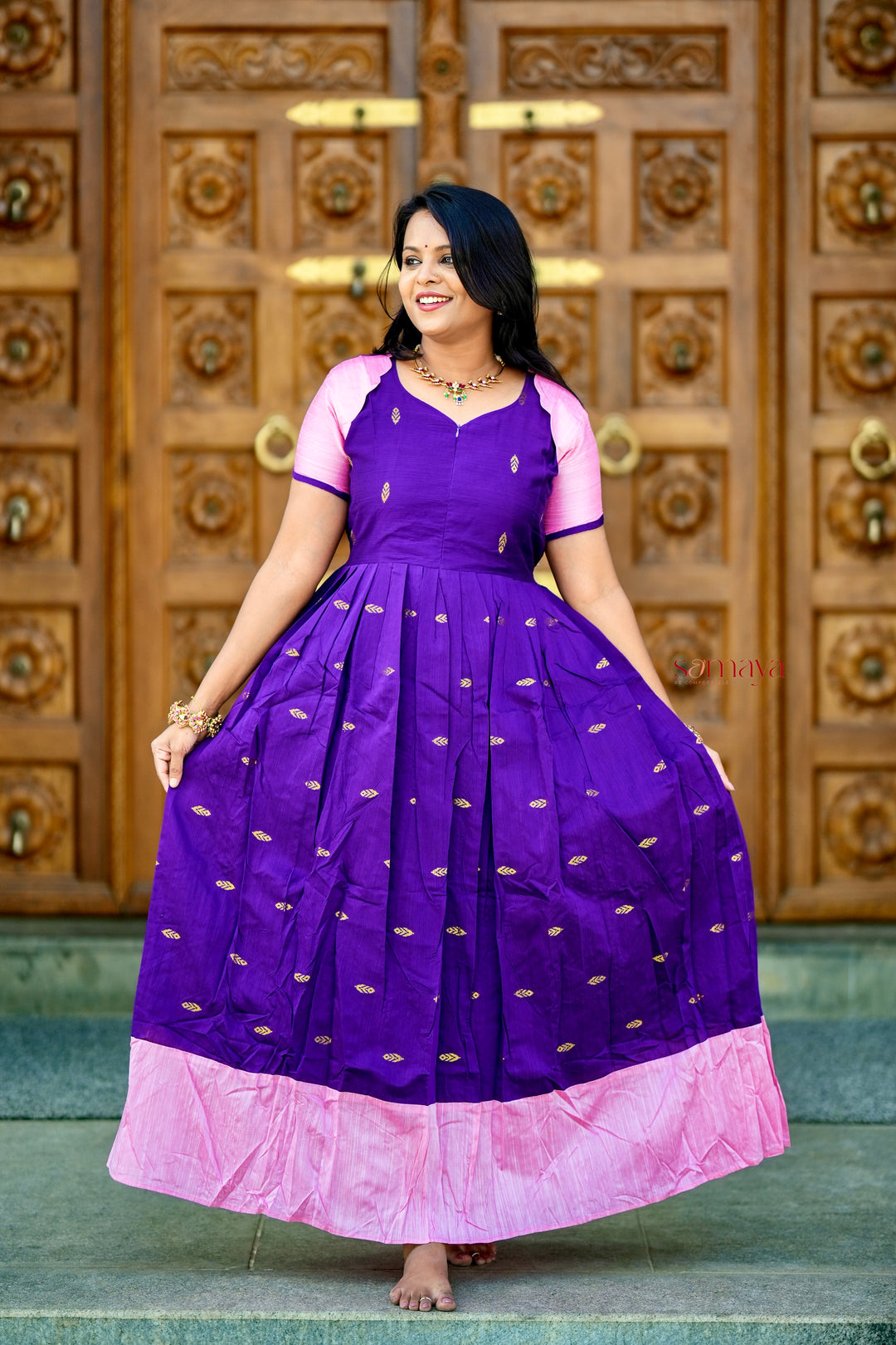 Soundarya raw silk maxi Dress With Lining