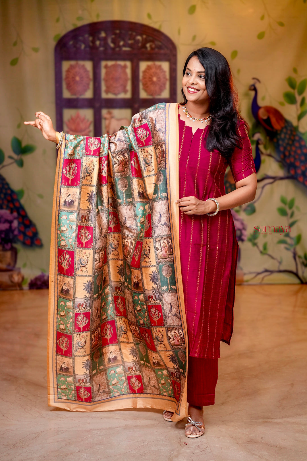 Rani raw silk Kurta Set with sabyasachi inspired  dupptta