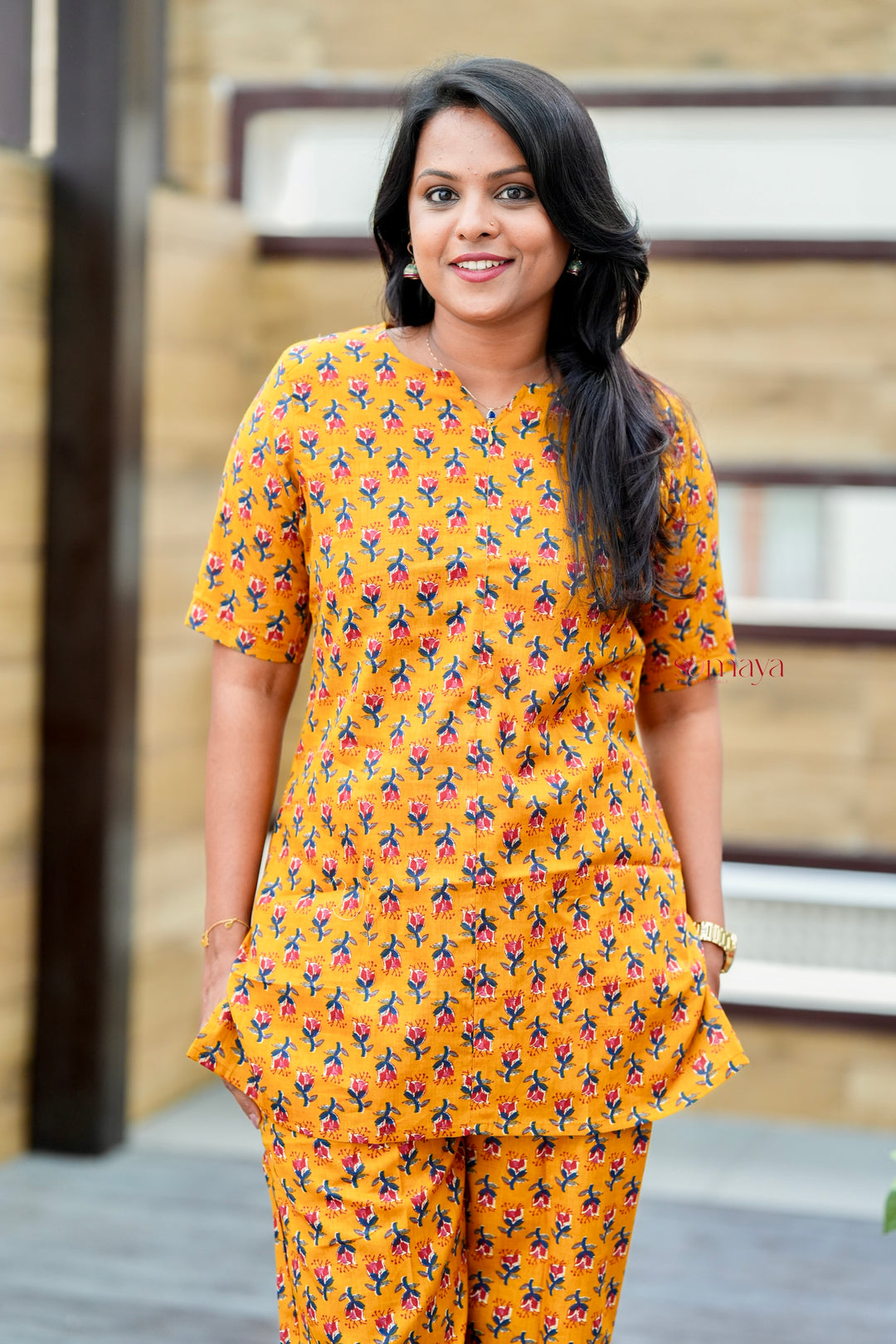 HAASYA -Mustard Night Co-ord Set