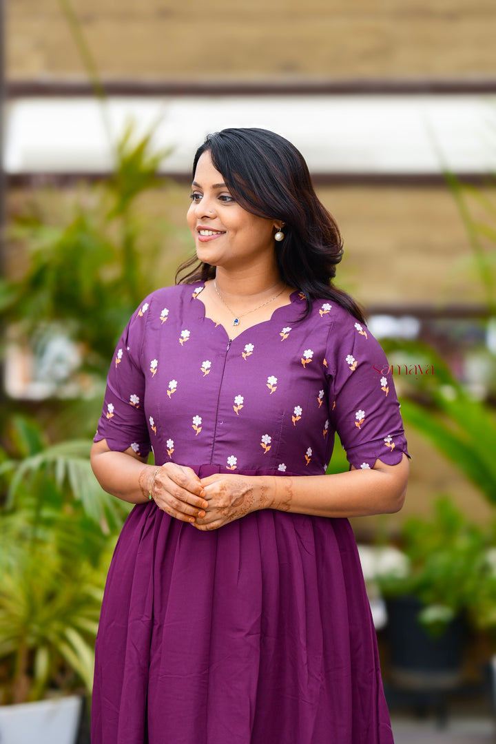 Princess -purple  Dress With lining( Wrinkle-Free Cotton Blend Dress)