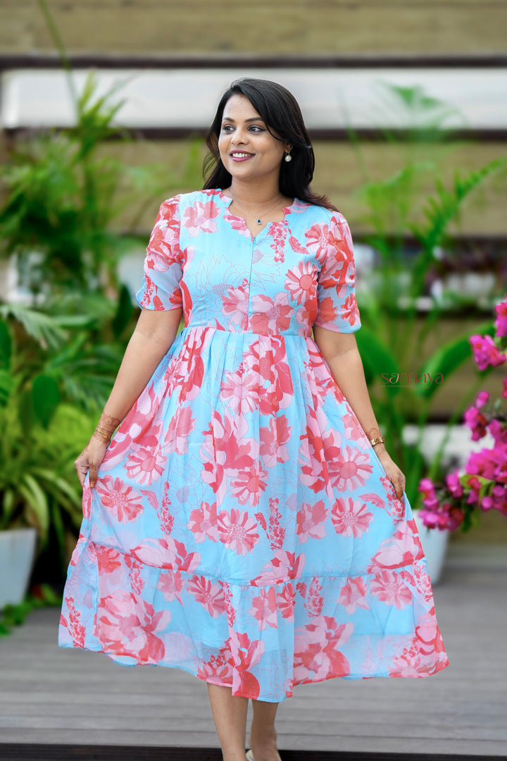 Marina georgette casual Dress With Lining ( No-Iron Everyday Dress)