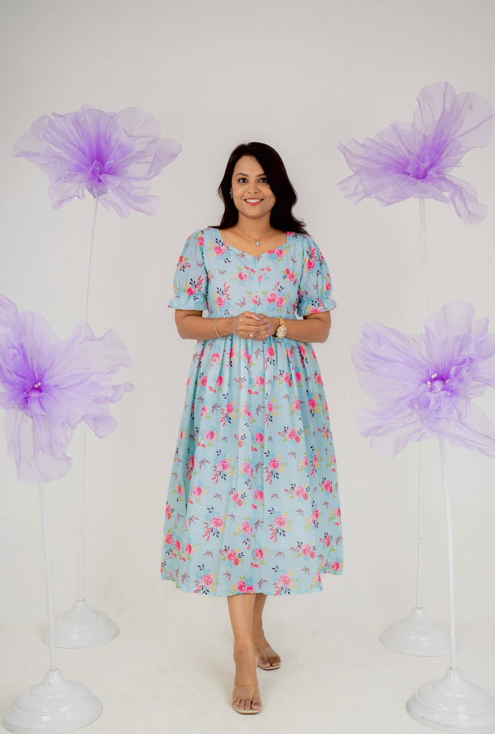 Mint marvel casual  Dress With Lining "Non-Maternity & maternity Feeding-Friendly Dress"