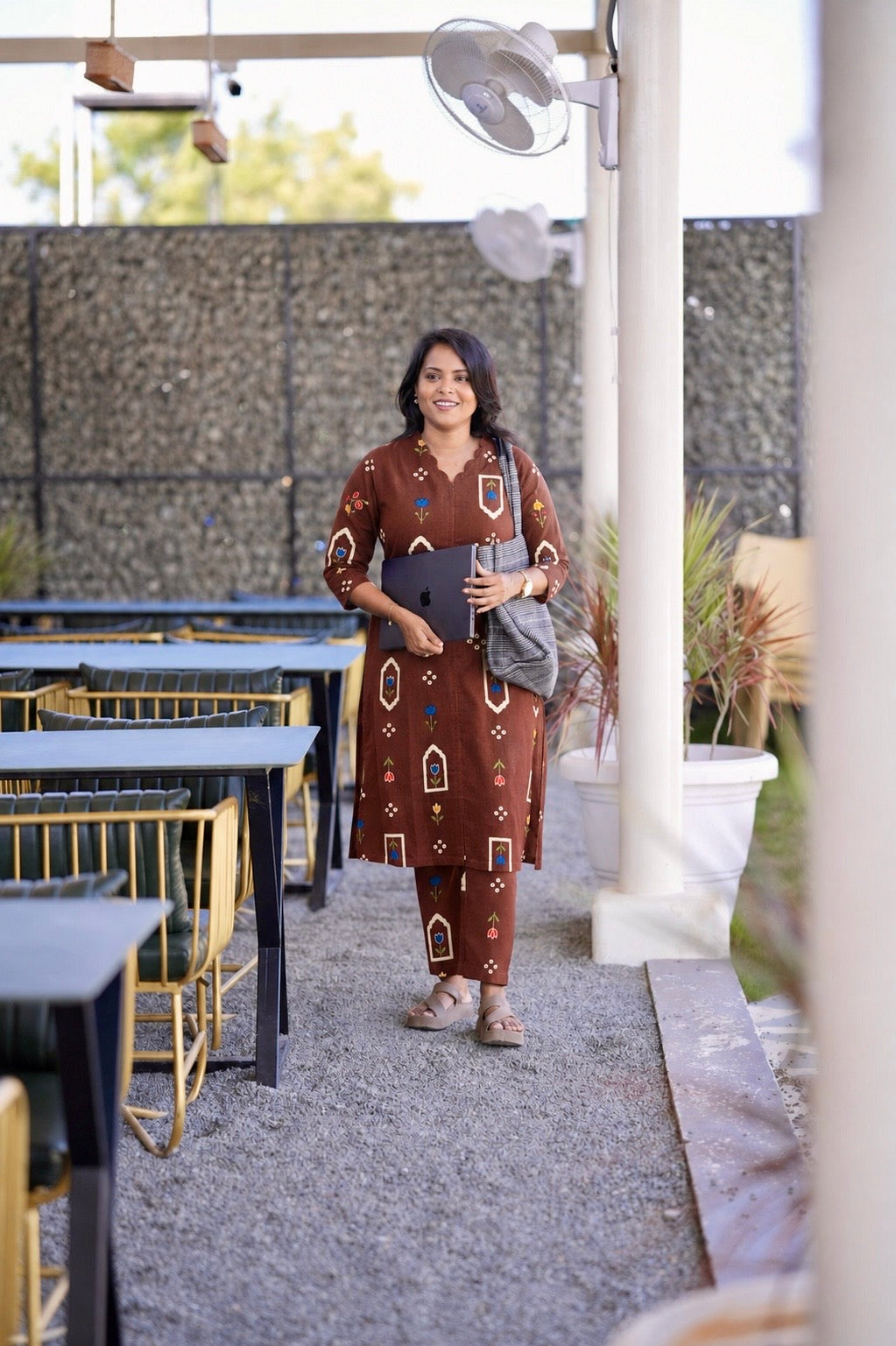 Siya brown 2 piece long kurta and pants  with lining