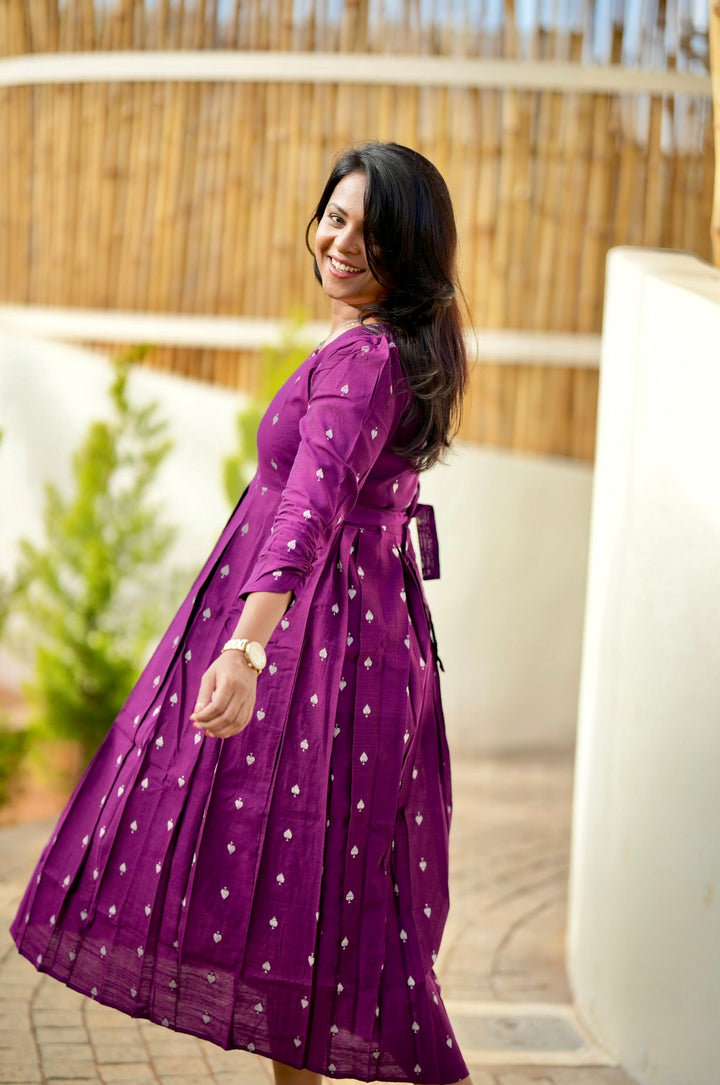 Heartly Raw silk  Dress With Lining