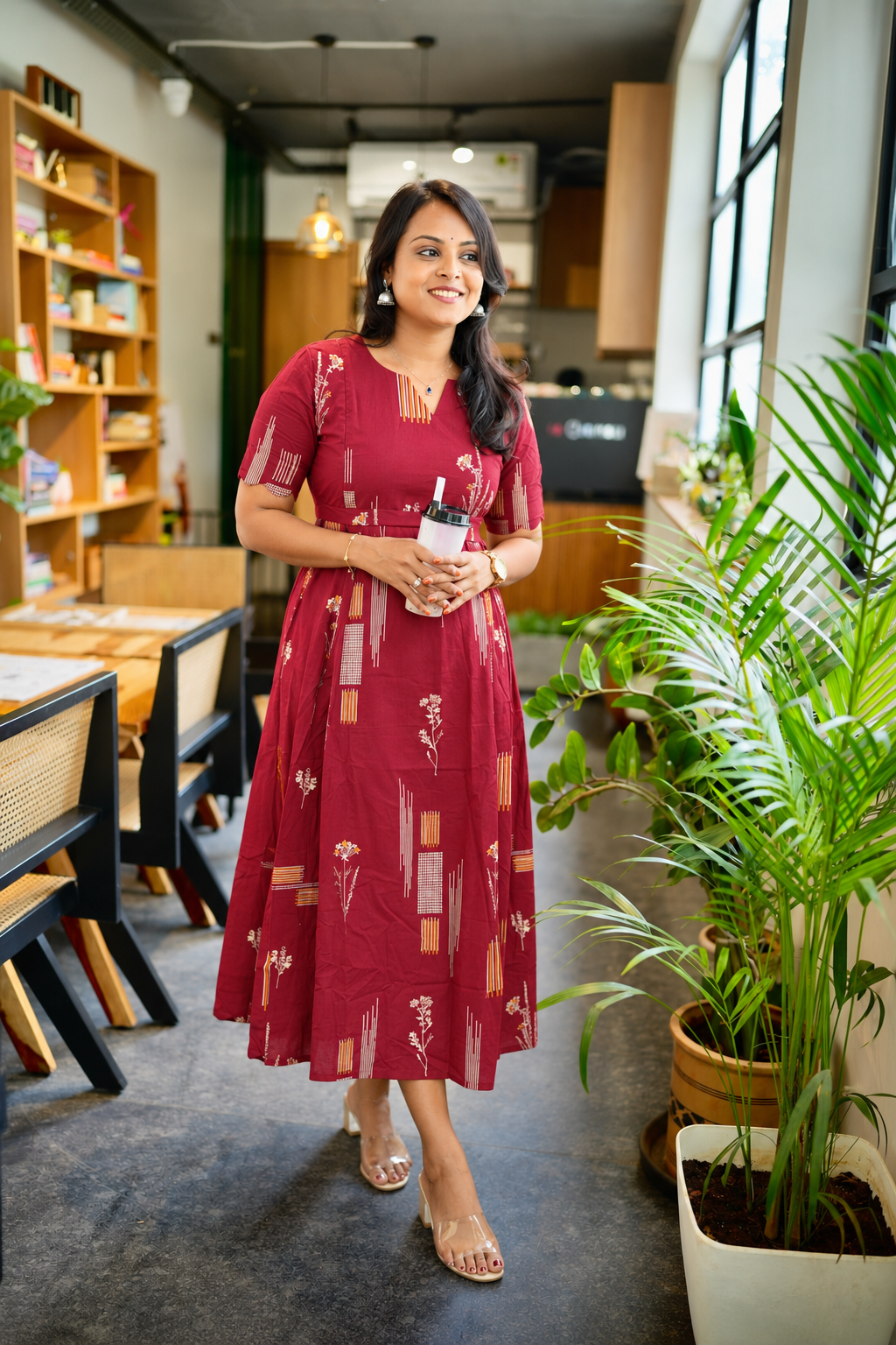 Scarlet  midi Casual Dress With Lining