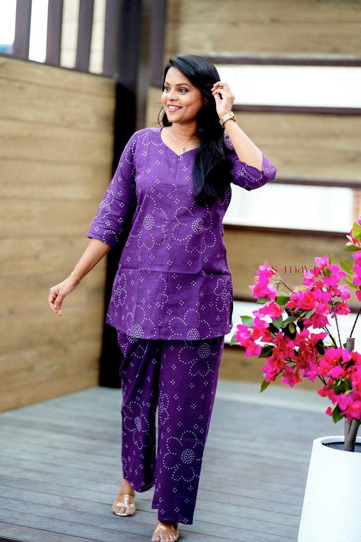 HAASYA Purple Night Co-ord Set
