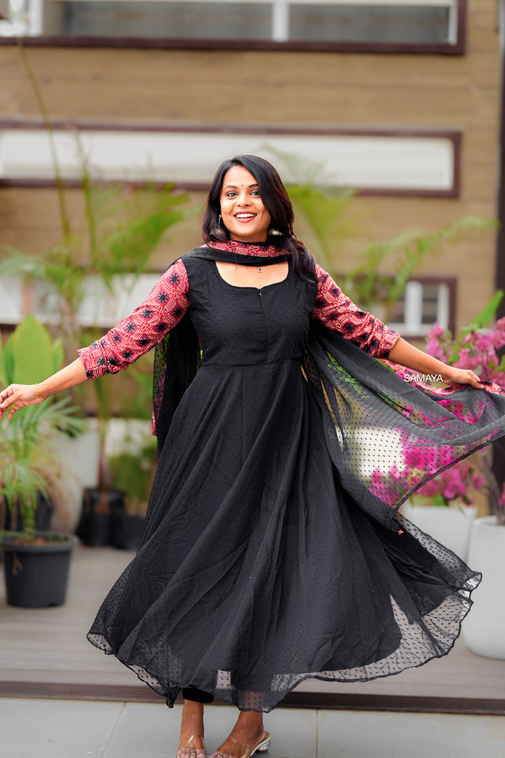 Keerthi Suresh -Black Anarkali with Dupatta With Lining