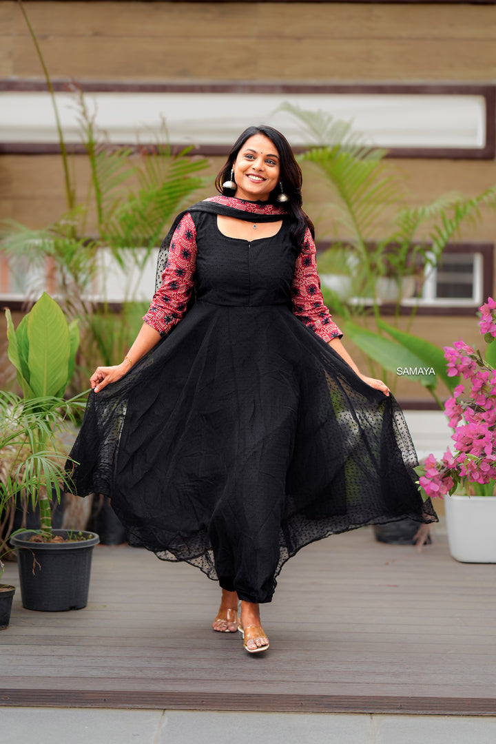 Keerthi Suresh -Black Anarkali with Dupatta With Lining