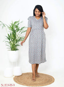 Midi Grey Cherry Light Weight Dress