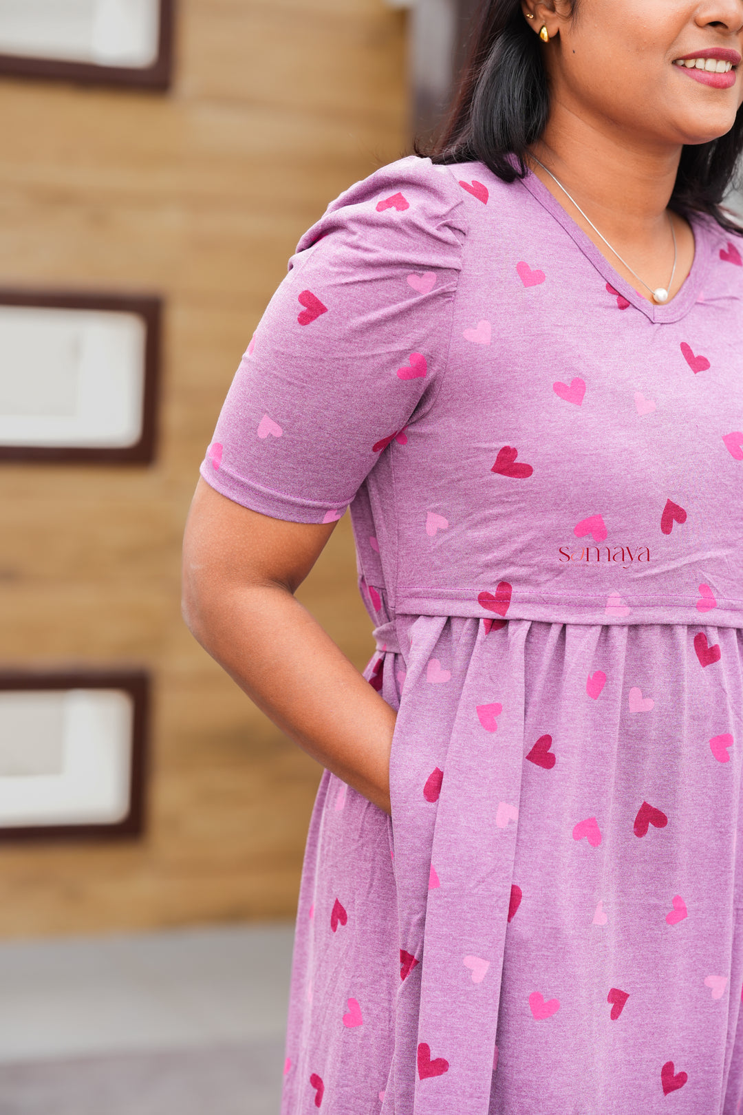 Midi Mauve  Heart Light Weight Dress