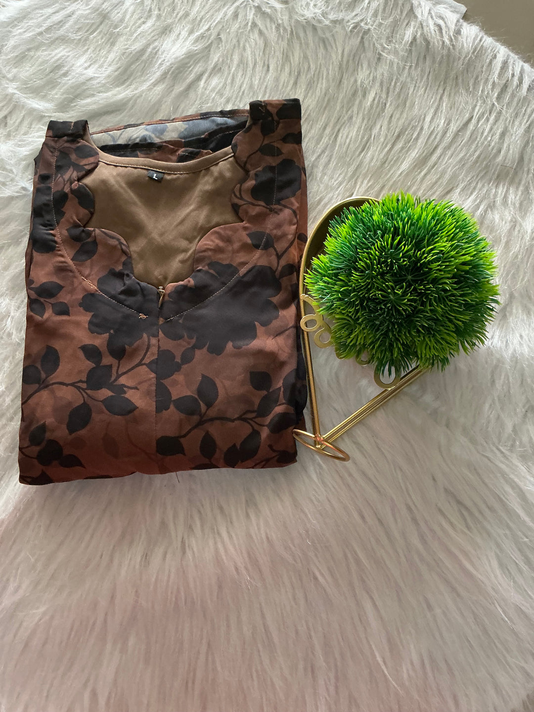 Brown georgette casual  Dress With Lining ( No-Iron Everyday Dress)
