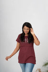 Maternity T-shirt Maroon love thick weight