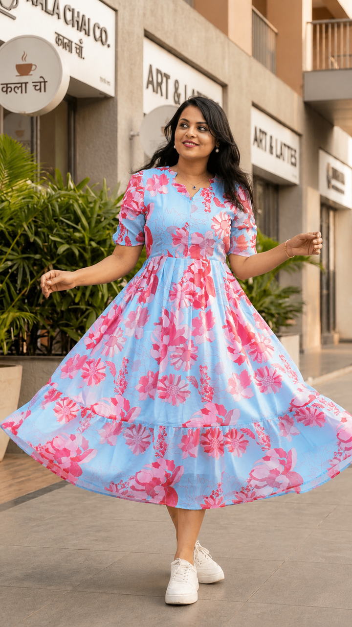 Marina georgette casual Dress With Lining ( No-Iron Everyday Dress)