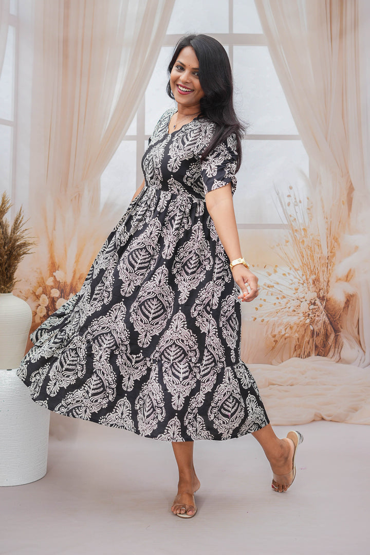 Black Day to Night Dress Without Lining( Wrinkle-Free Cotton blend Dress)