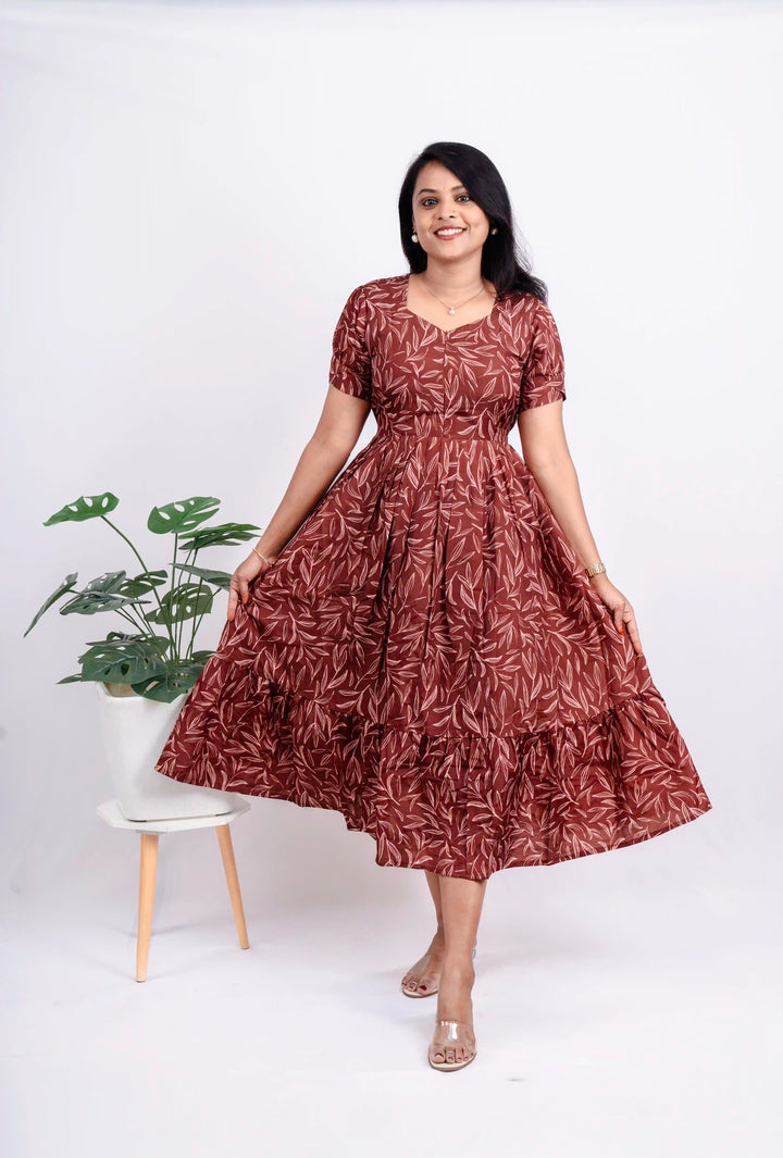 Chocolate Casual Dress With Lining
